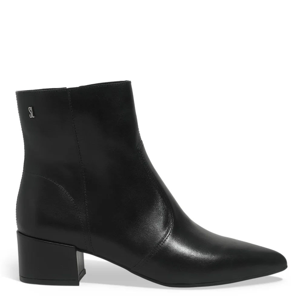 Bota Cano Médio Couro Salto Baixo Preto