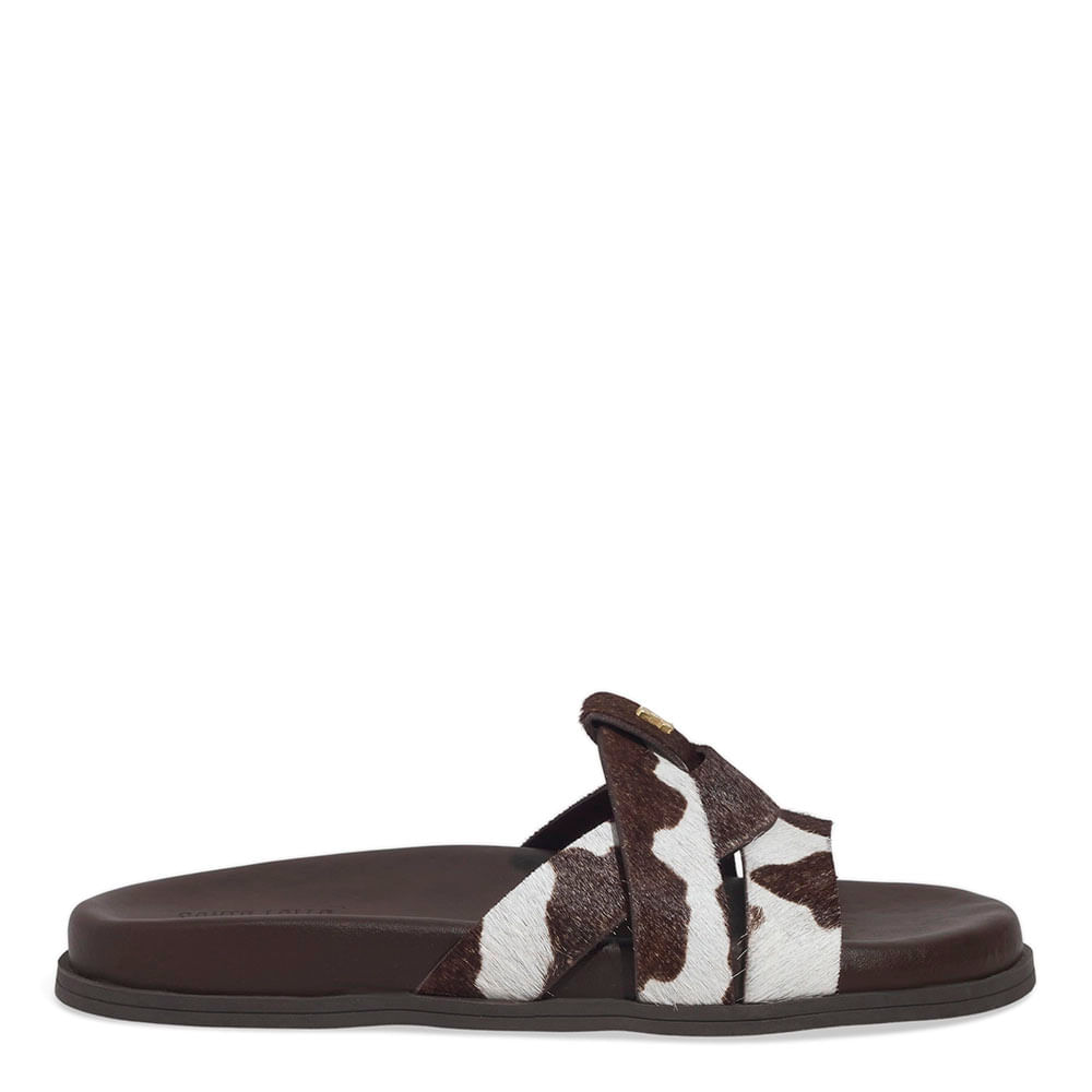 Papete Couro Pelo Animal Print Marrom