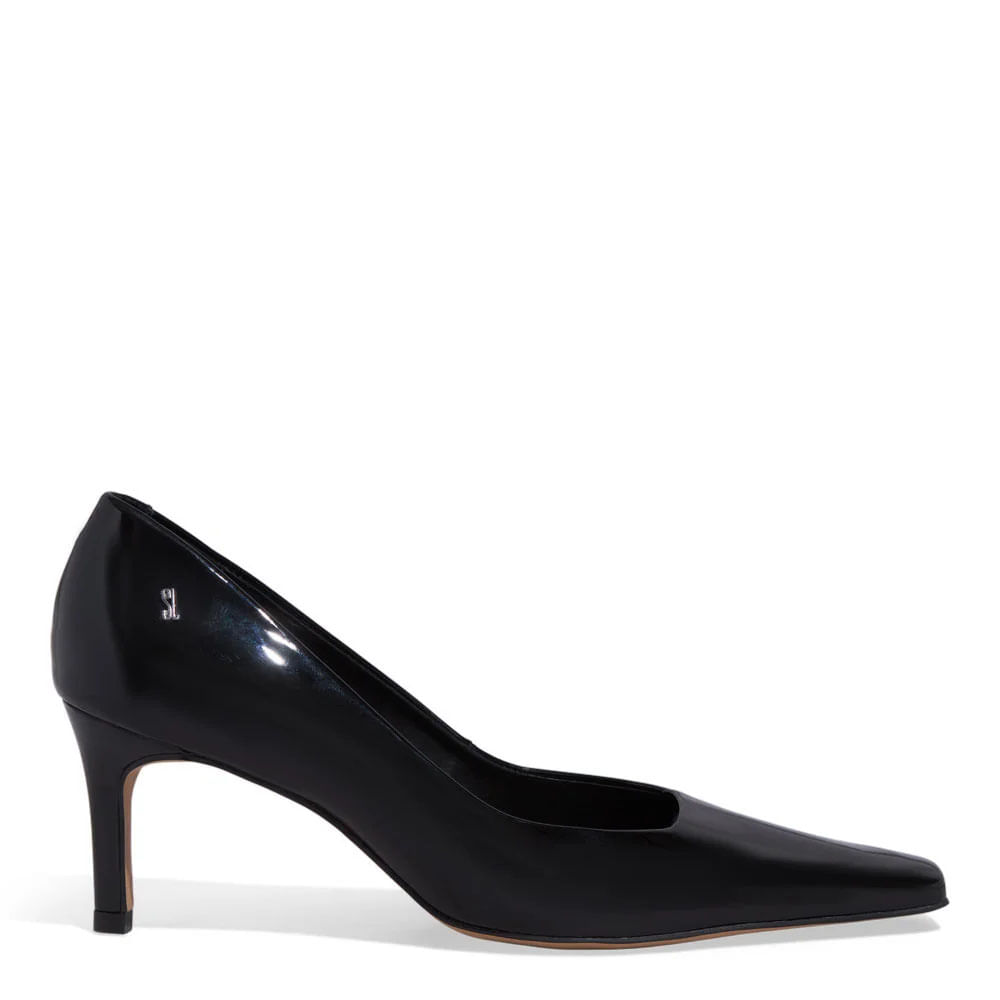 Scarpin Verniz Bico Quadrado Preto