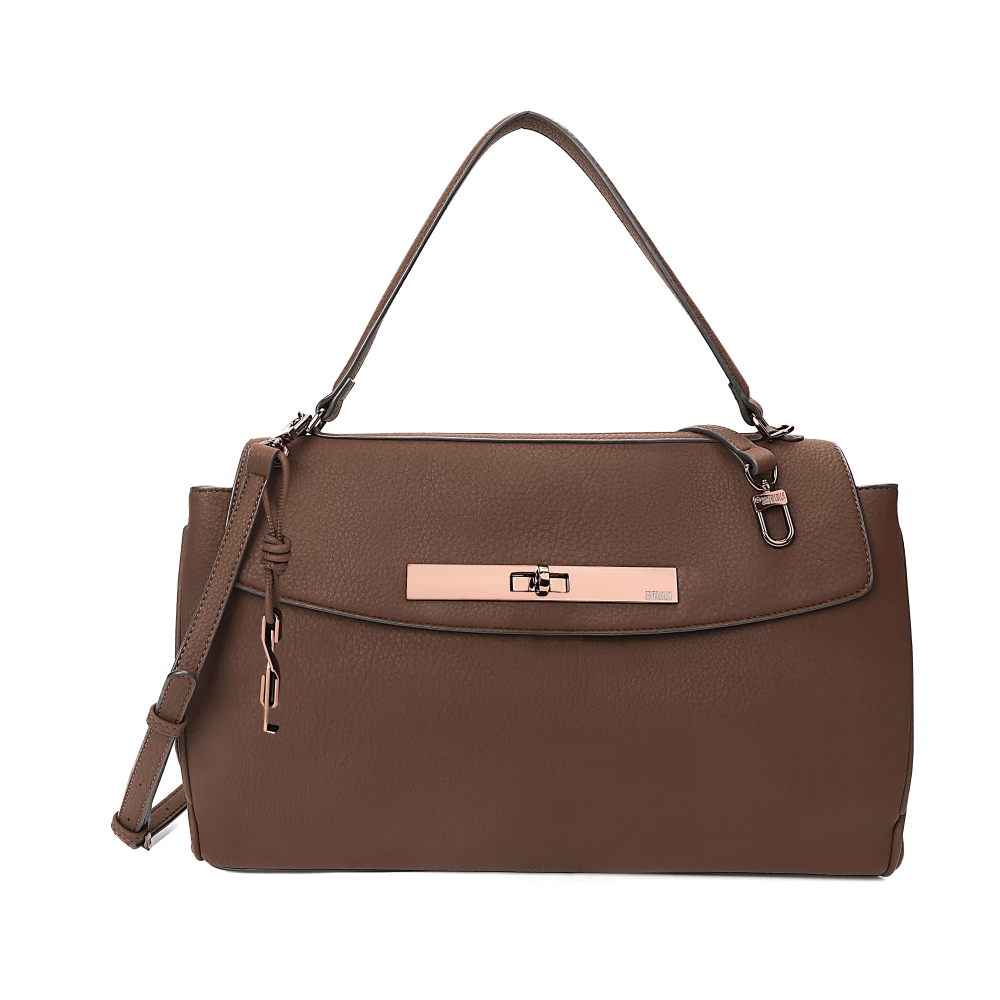 Bolsa Grande Nobuck Marrom Dark Alça Dupla