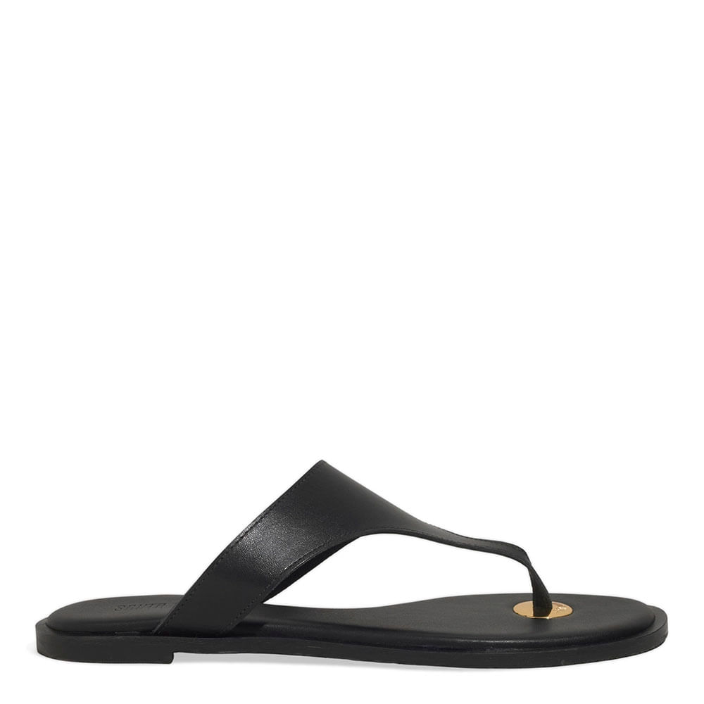 Rasteira Thong Couro Nobre Soft Preto