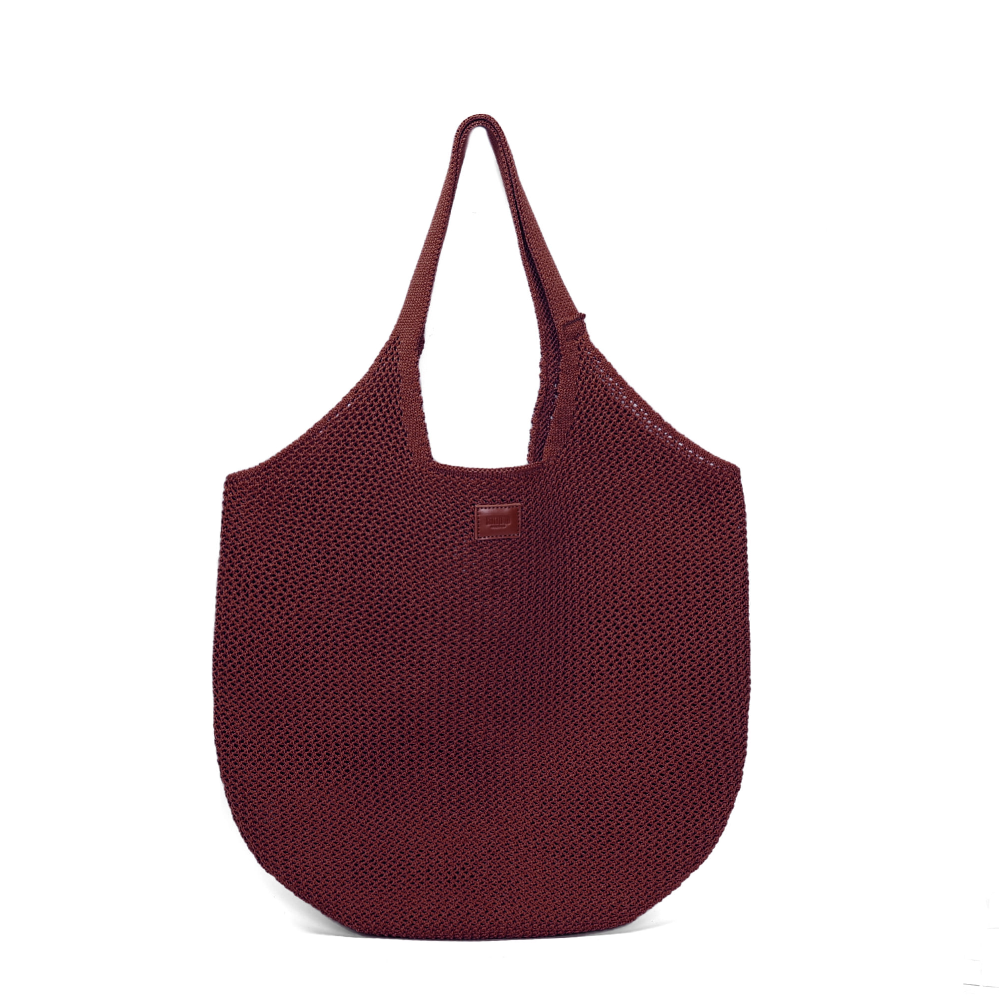 Bolsa Shopper Knit Marrom Terracota Alça De Ombro