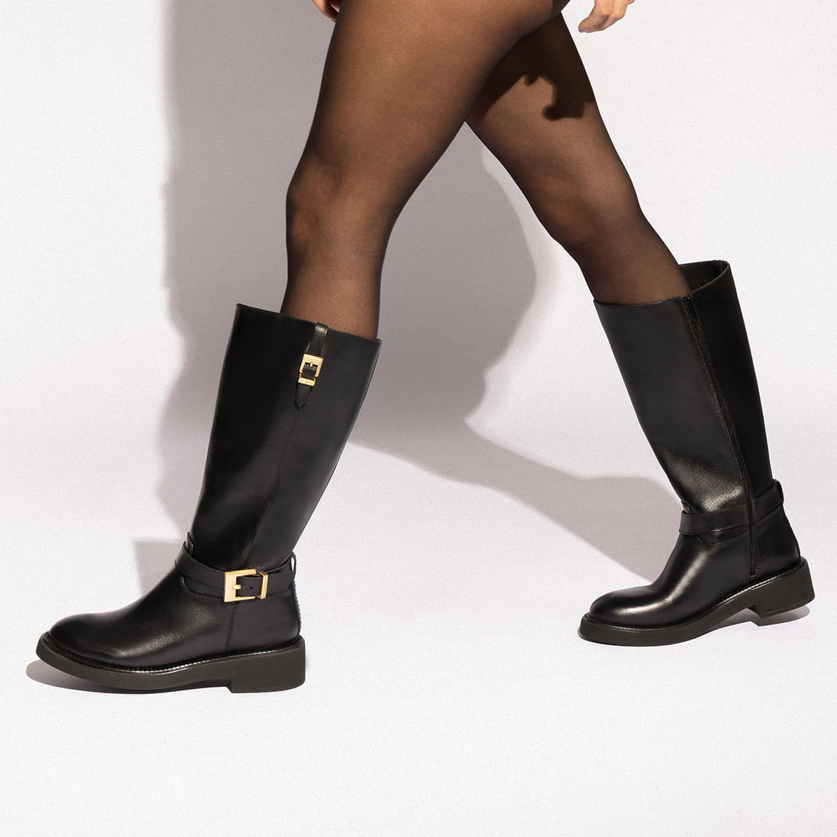 Bota Couro Confort Boot Cano Alto Montaria Preta