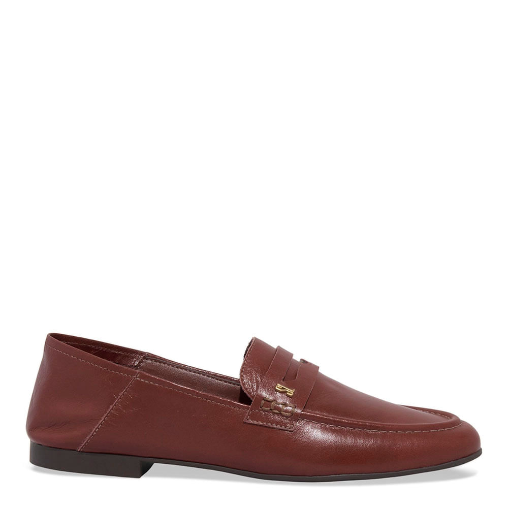 Mocassim Couro Nobre Soft Bico Redondo Marrom Terracota