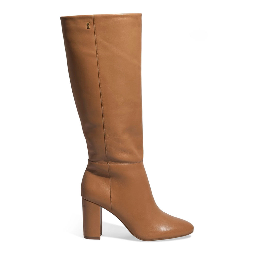 Bota Couro Nobre Cano Longo Salto Grosso Caramelo