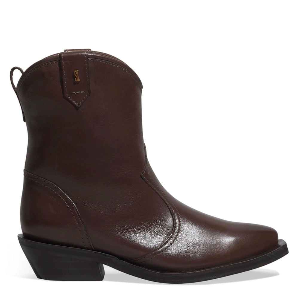 Bota Western Couro Confort Cano Longo Marrom Dark