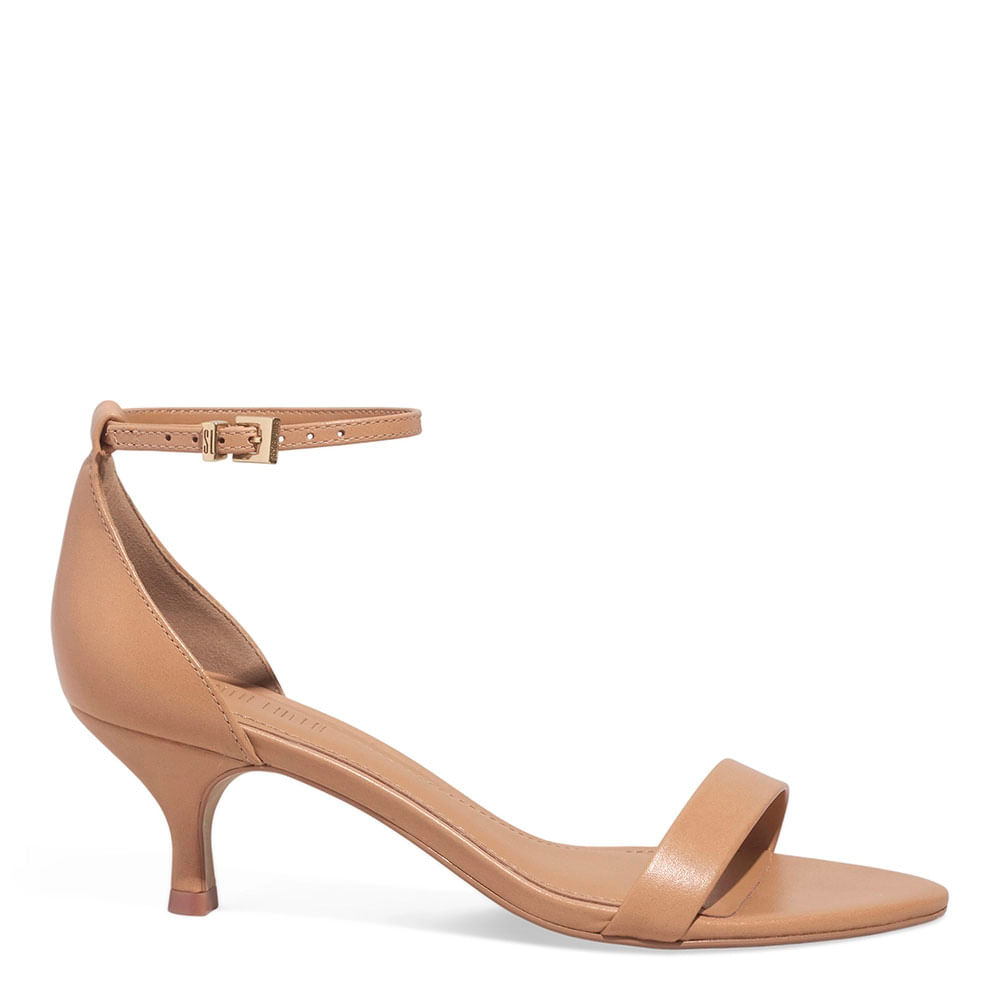 Sandalia Couro Soft Salto Baixo Bege