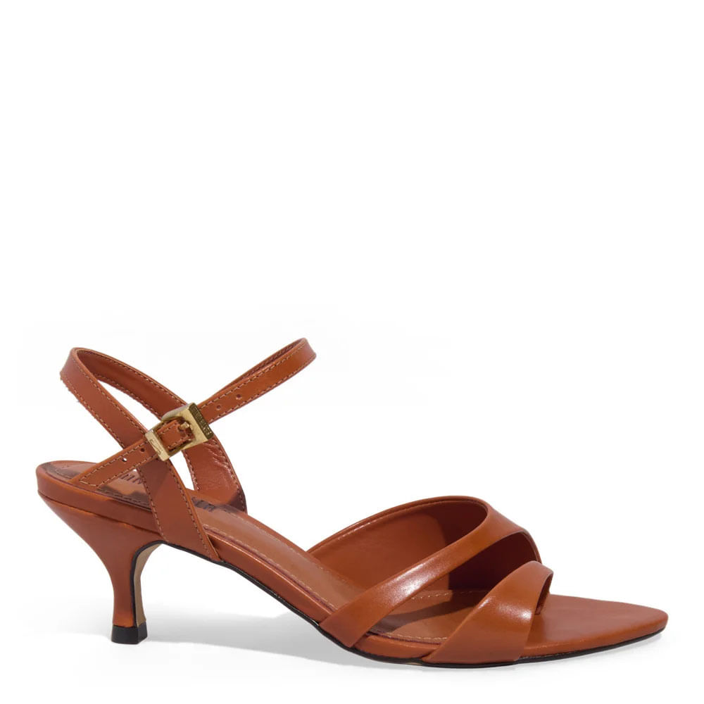 Sandália Couro Nobre Soft Salto Taça Marrom Brick