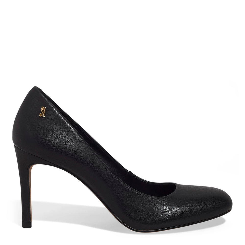 Scarpin Boneca Couro Pelica Soft Bico Redondo Preto