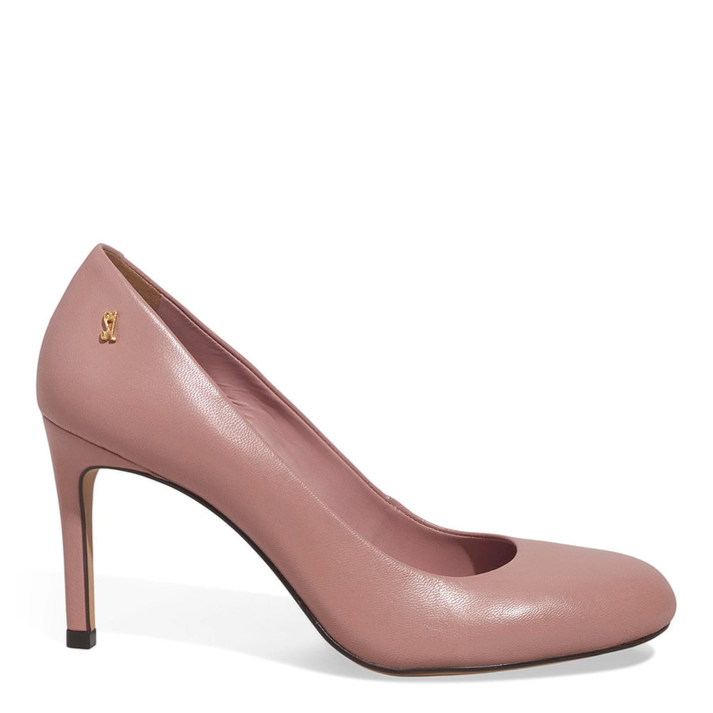 Scarpin Boneca Couro Pelica Soft Bico Redondo Rose