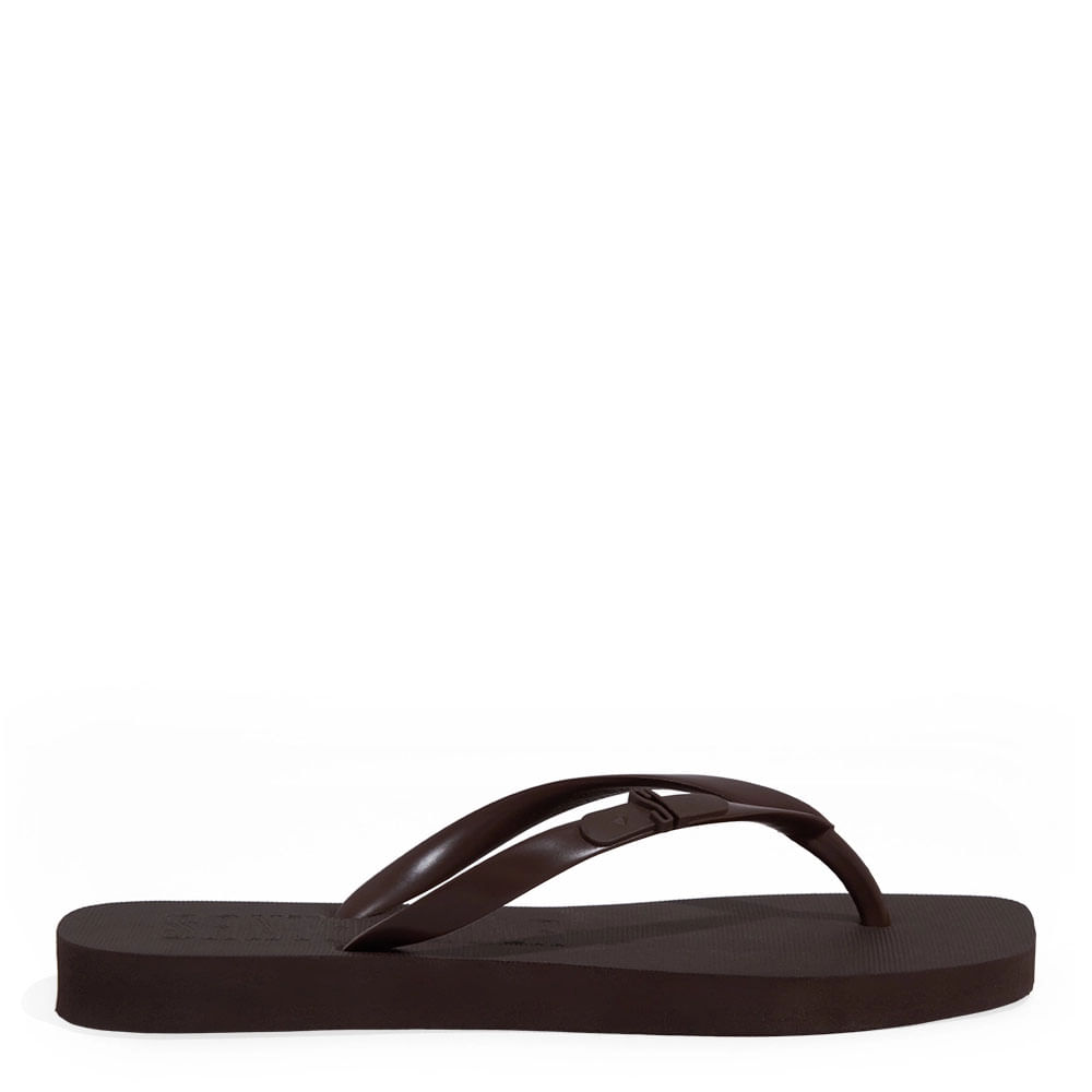 Chinelo Borracha Bico Quadrado Marrom Cocoa