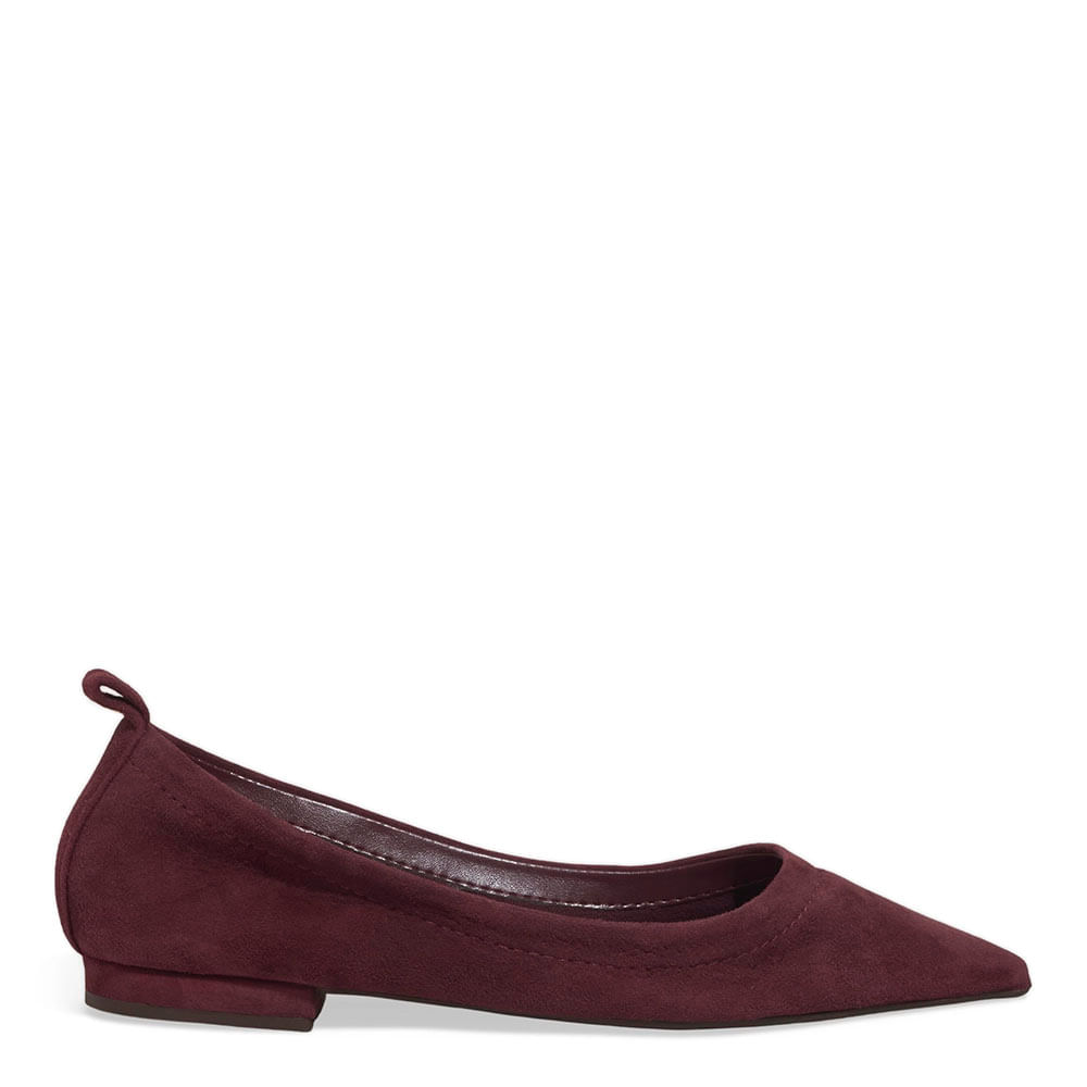 Sapatilha Couro Camurça Bico Fino Roxo Berry