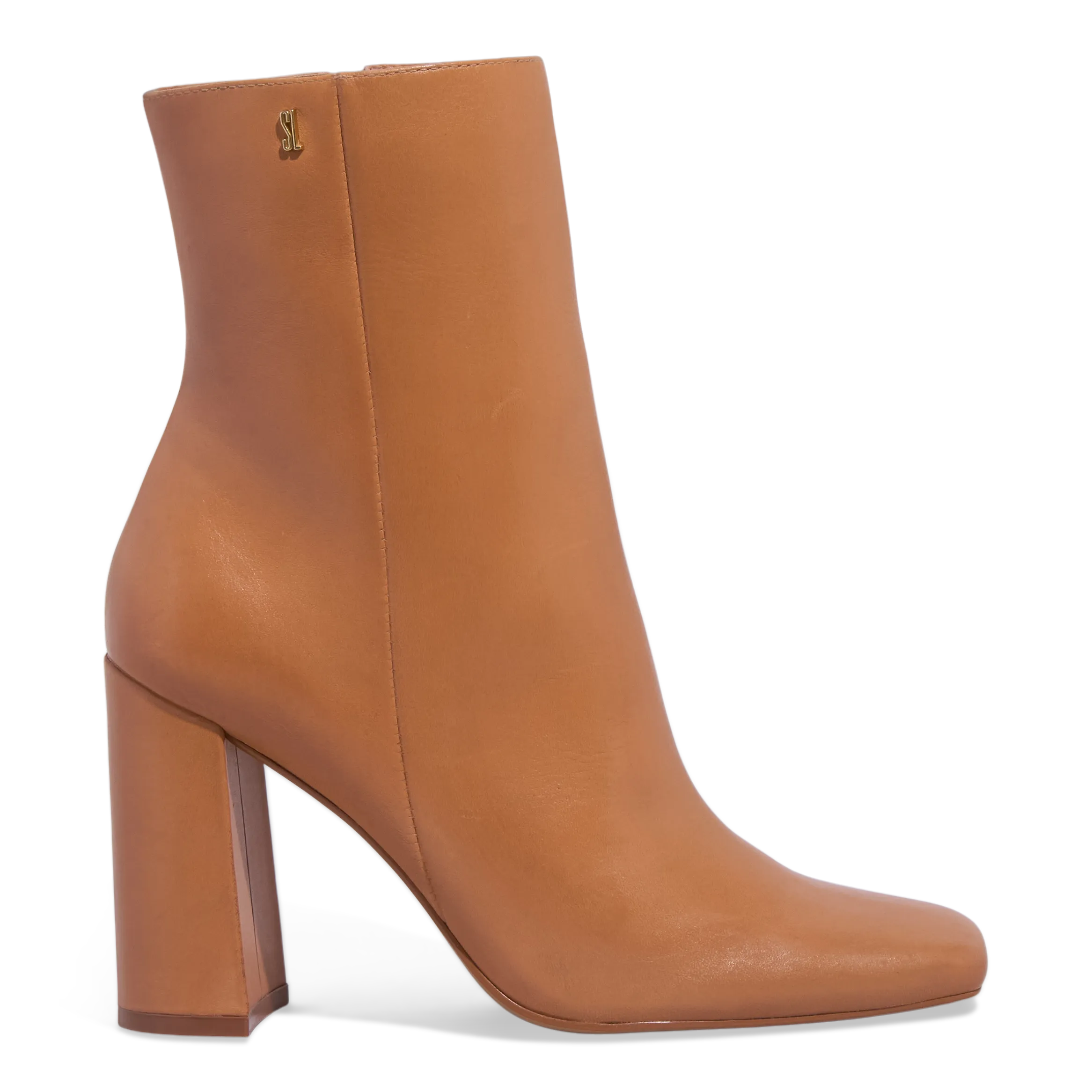 Bota Couro Nobre Soft Caramelo Bico Fino Salto Grosso