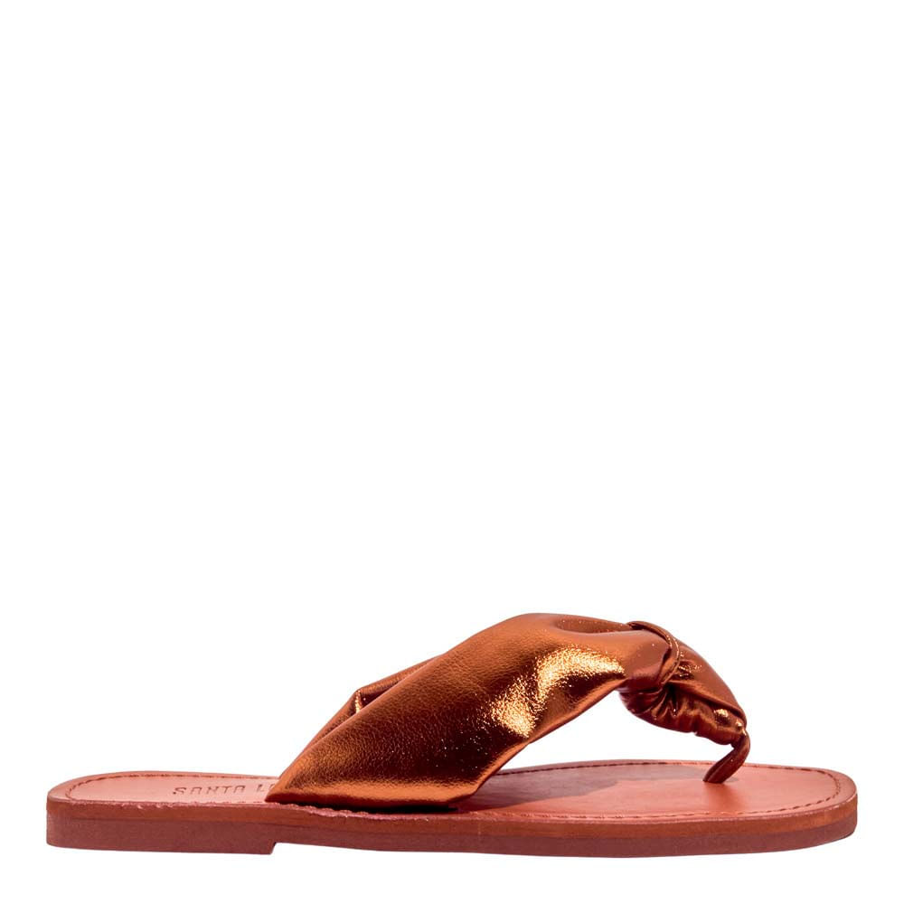 Rasteira Puff Metalizada Ecoform Crinkle Bronze