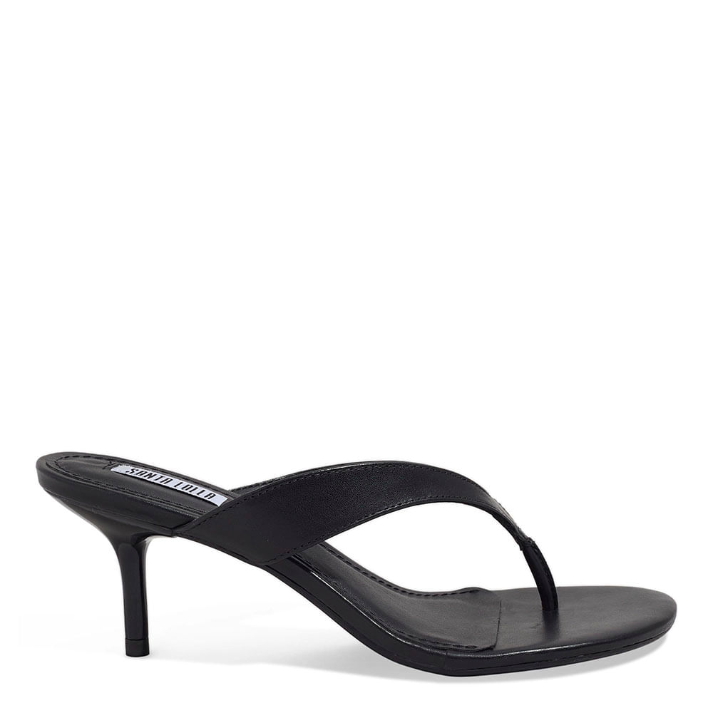 Mule de Dedo Couro Pelica Soft Preto Salto Fino