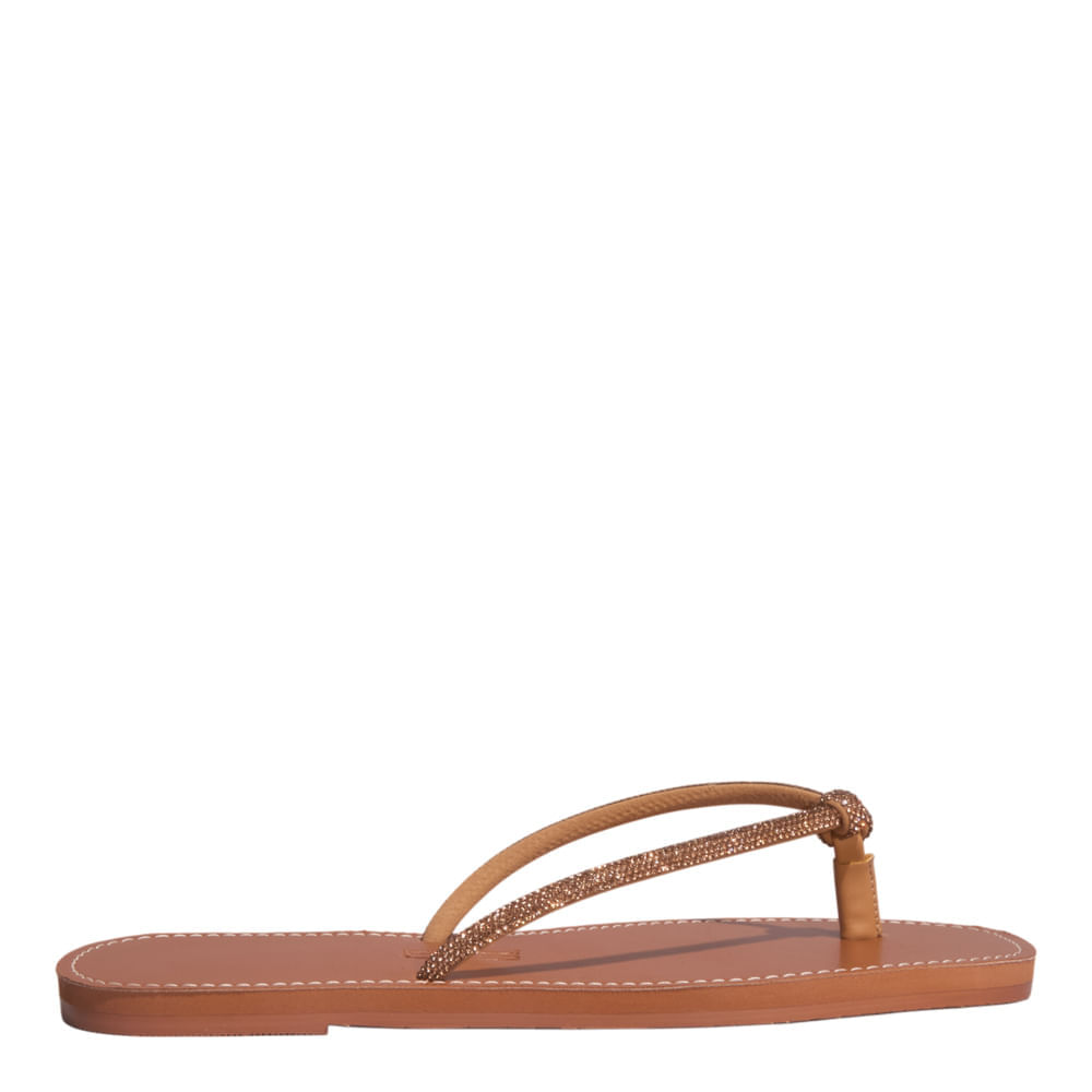 Rasteira Bico Quadrado Brilho Marrom Bico Quadrado