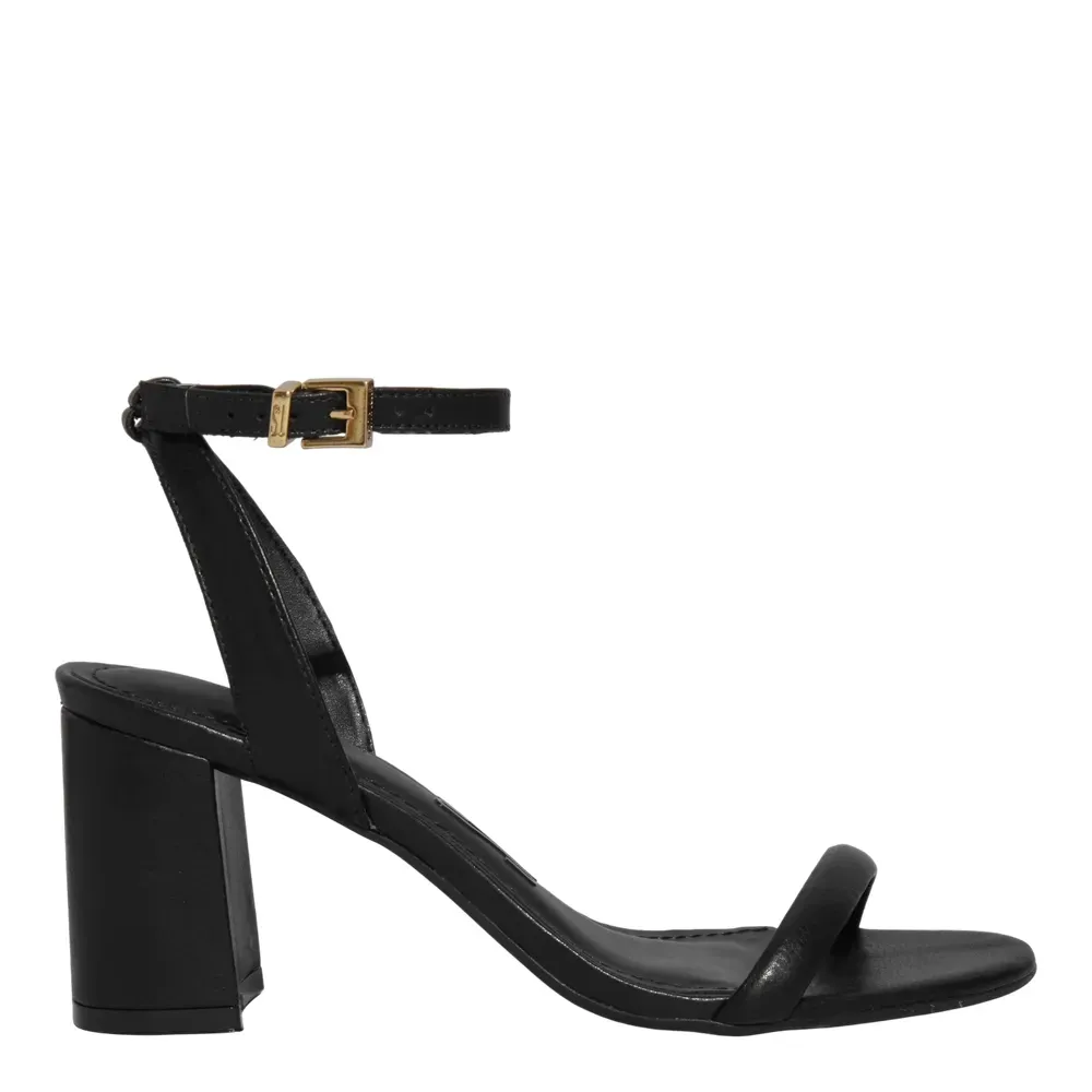 Sandália Napa Soft Salto Grosso Preto