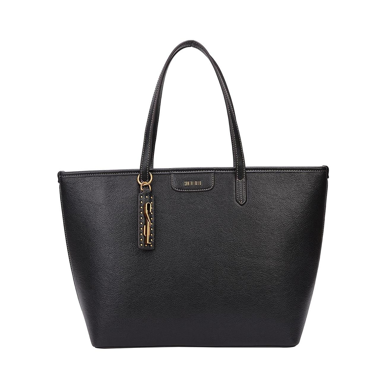 Bolsa Shopper Floater Preta Pespontos Alça De Ombro