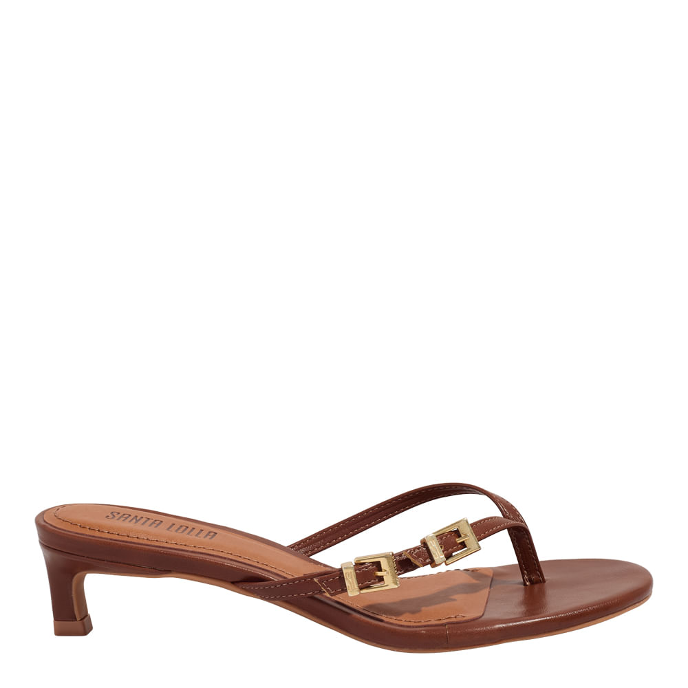 Mule Napa Toquio Marrom Terracota Salto Baixo Fino