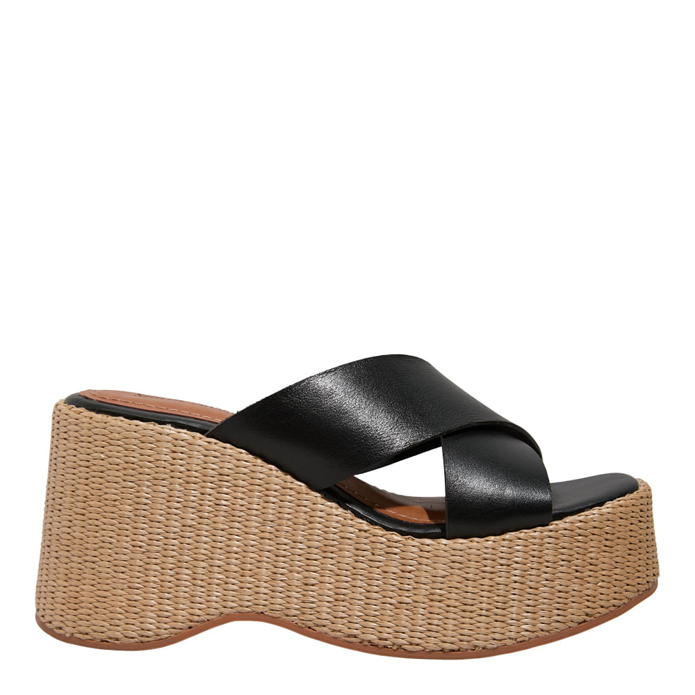 Espadrille Plataforma Couro Nobre Soft Preto