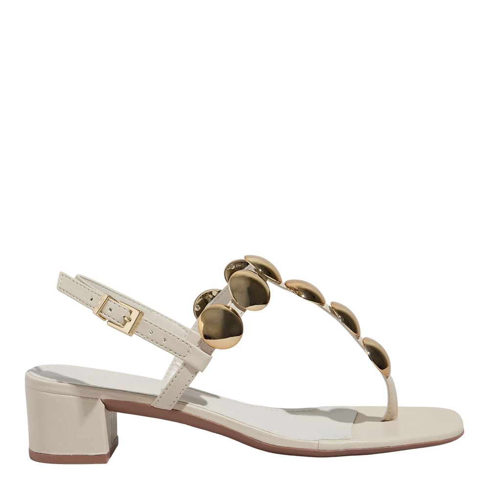 Sandália Tachas Napa Soft Creme Angelical