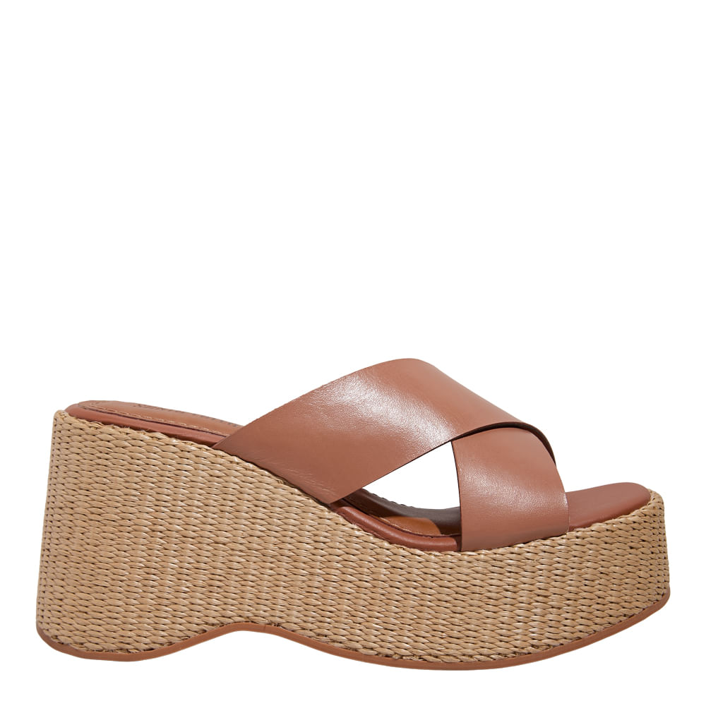 Espadrille Plataforma Couro Nobre Soft Marrom Safari