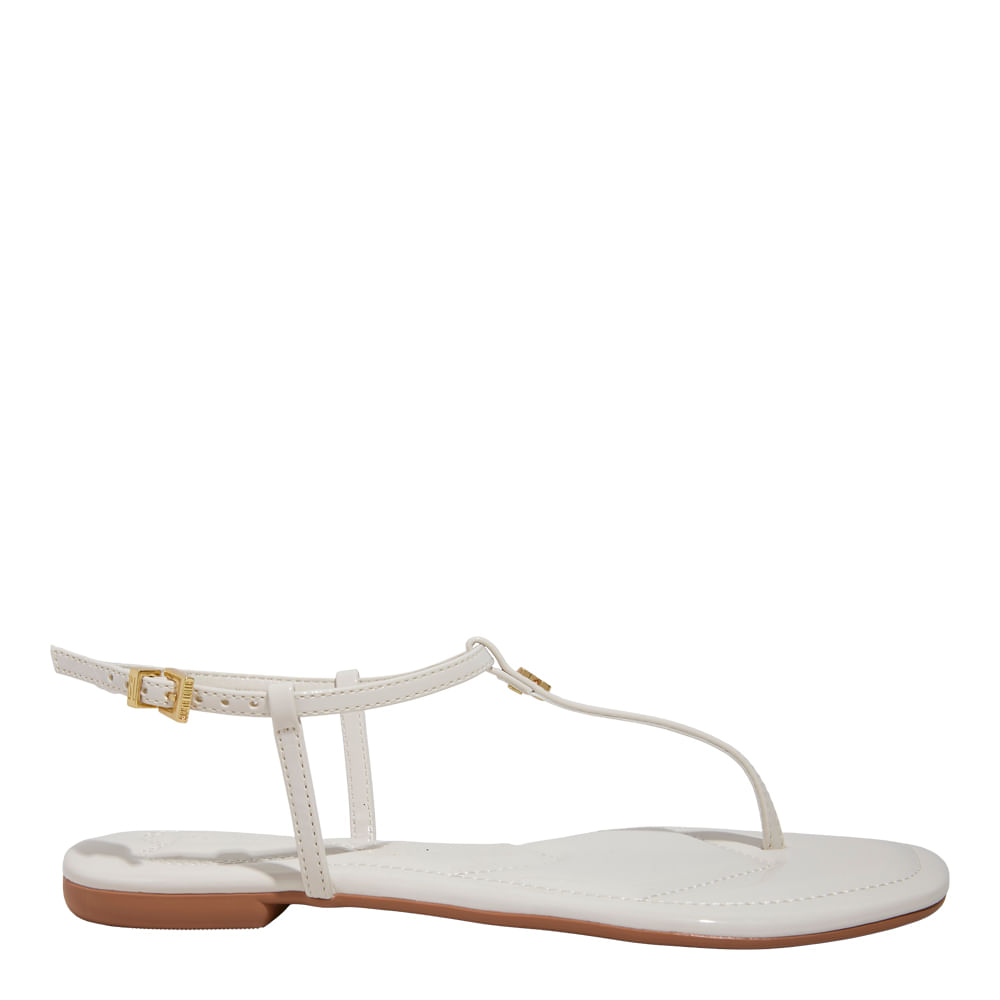 Rasteira Tiras Finas Verniz Anzeli Off White