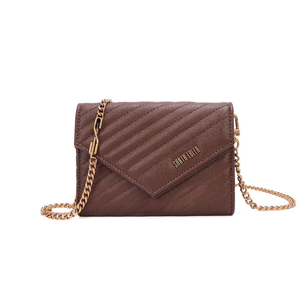 Bolsa Carteira Soft Marrom Dark Alça Transversal Corrente