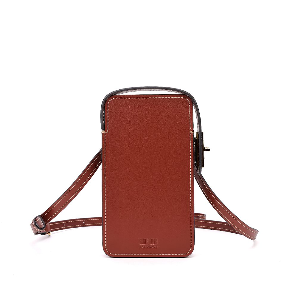 Bolsa Porta Celular Soft Marrom Terracota Alça Transversal