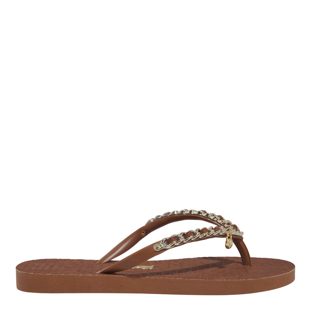 Chinelo Flip Flop Borracha Marrom Tiramissu