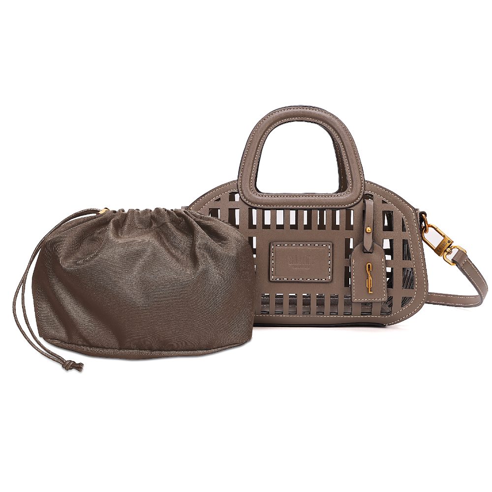 Bolsa Soft Recortes Vazados Com Bag Interna Cinza Stell Alça Transversal