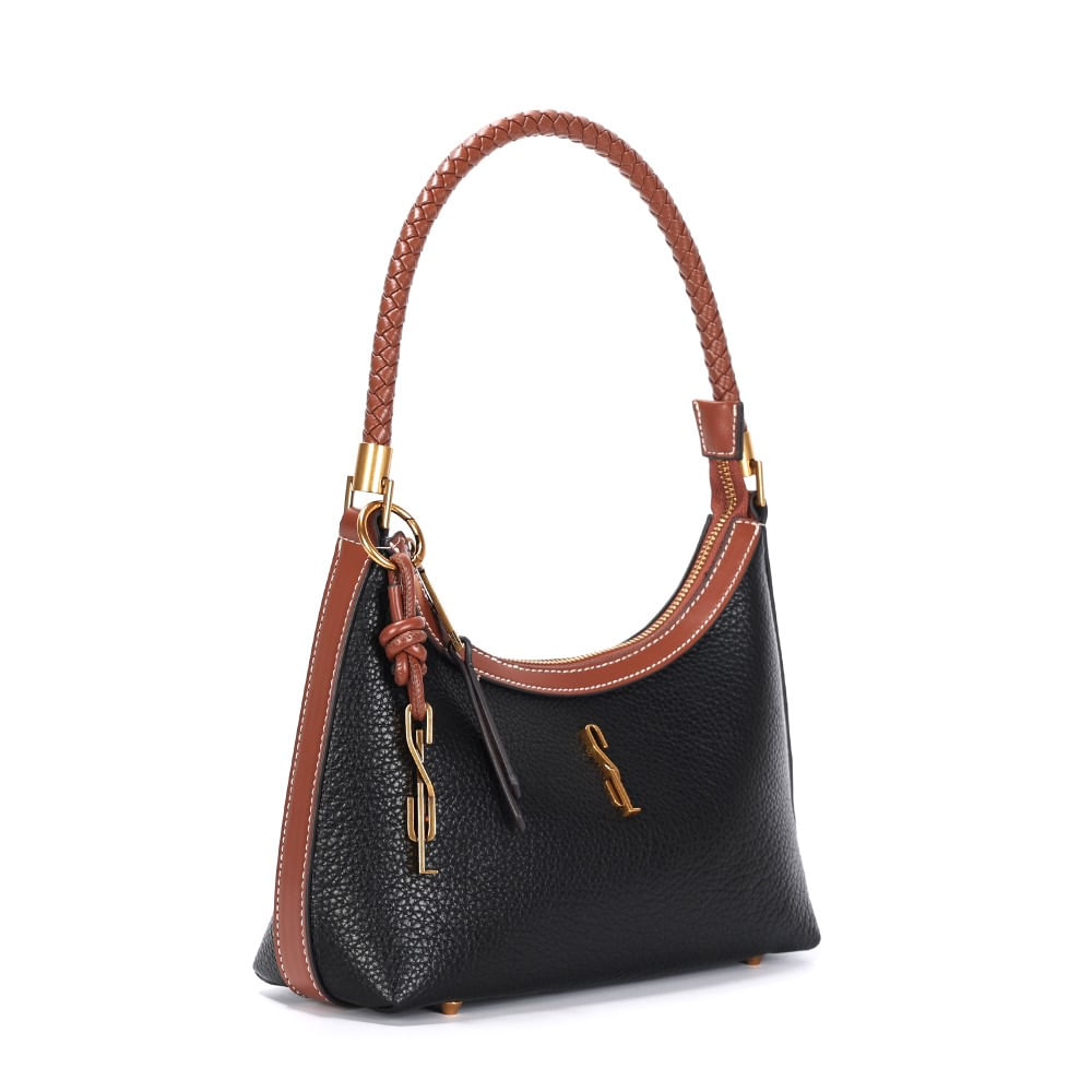 Bolsa Baguete Pequena Floater Preto E Marrom