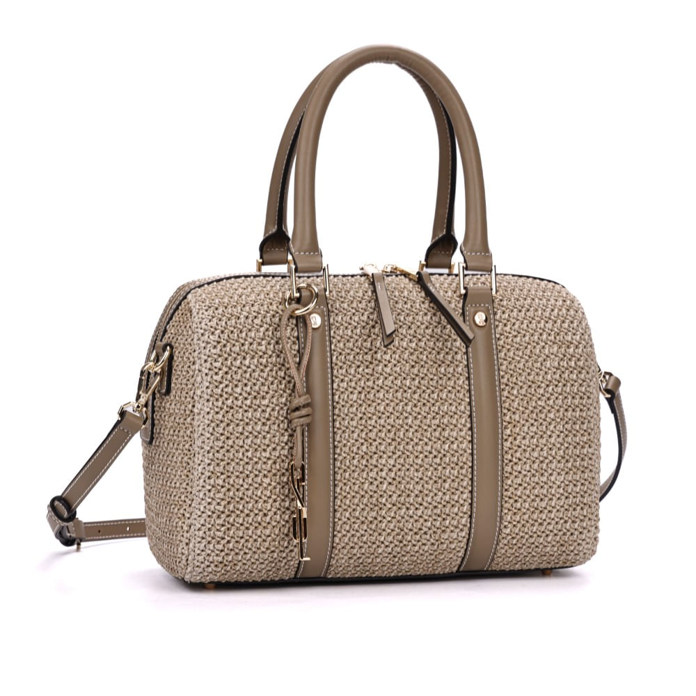 Bolsa Baú Gramde Palha Cinza Fog Transversal