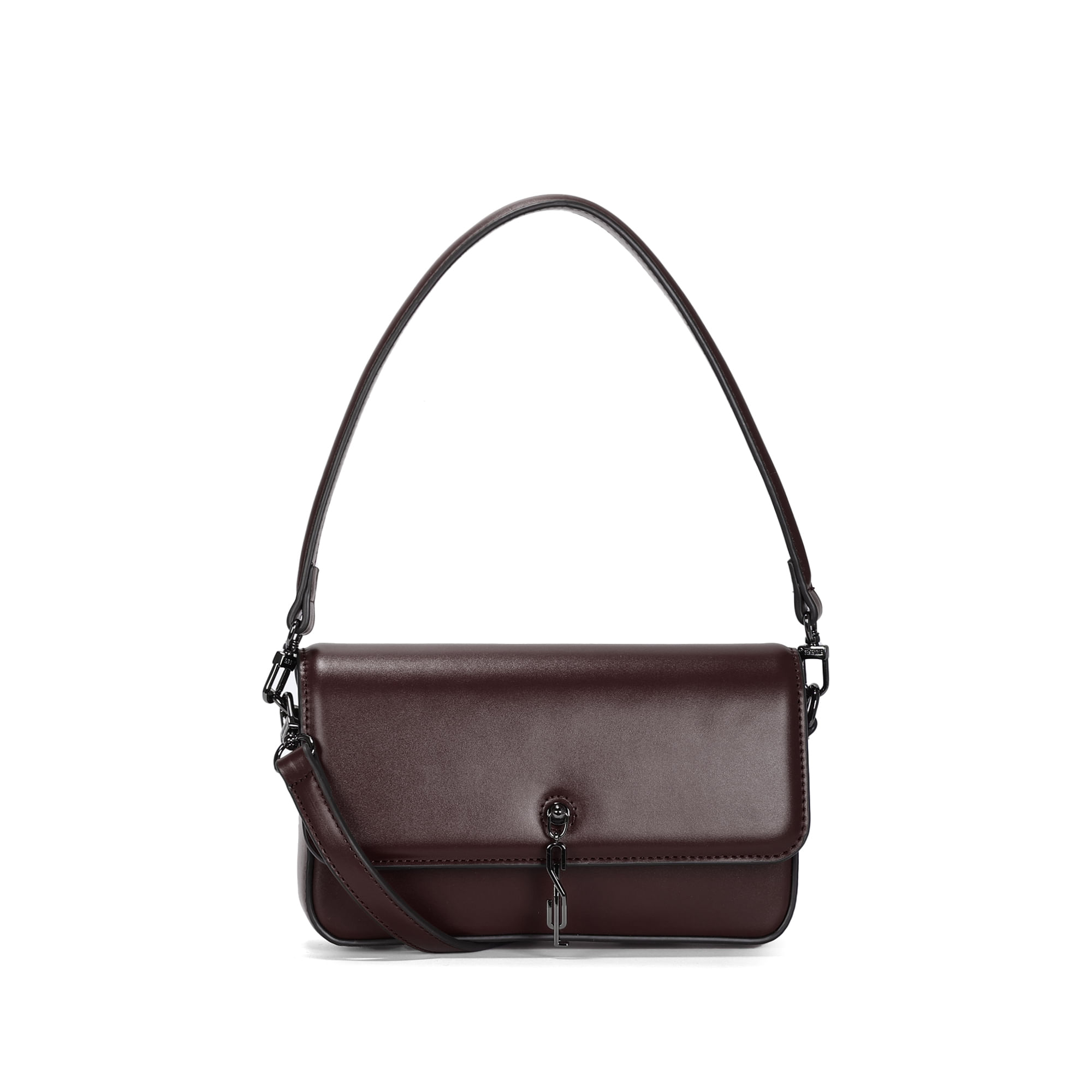 Bolsa Baguete Pequena Soft Liso Dark Cocoa