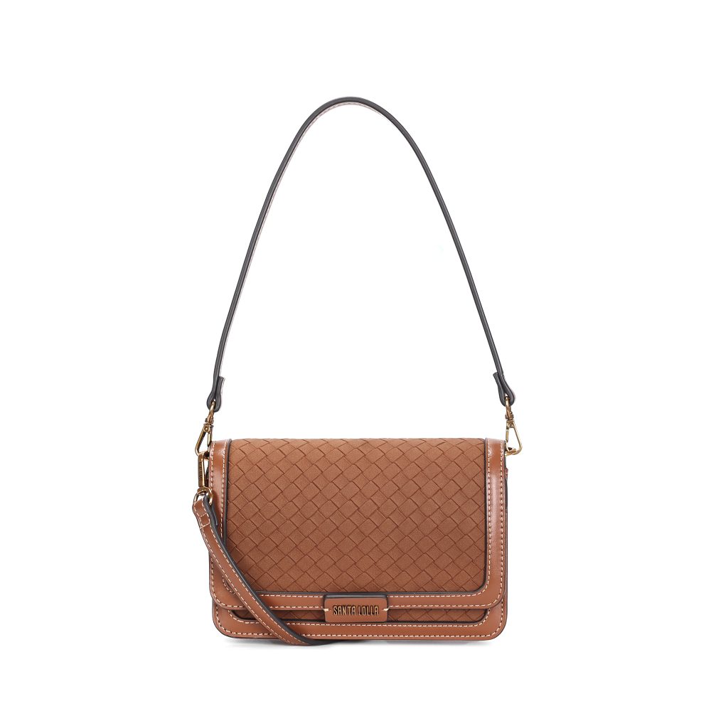 Bolsa Baguete Tressê Estruturada Marrom Terracota