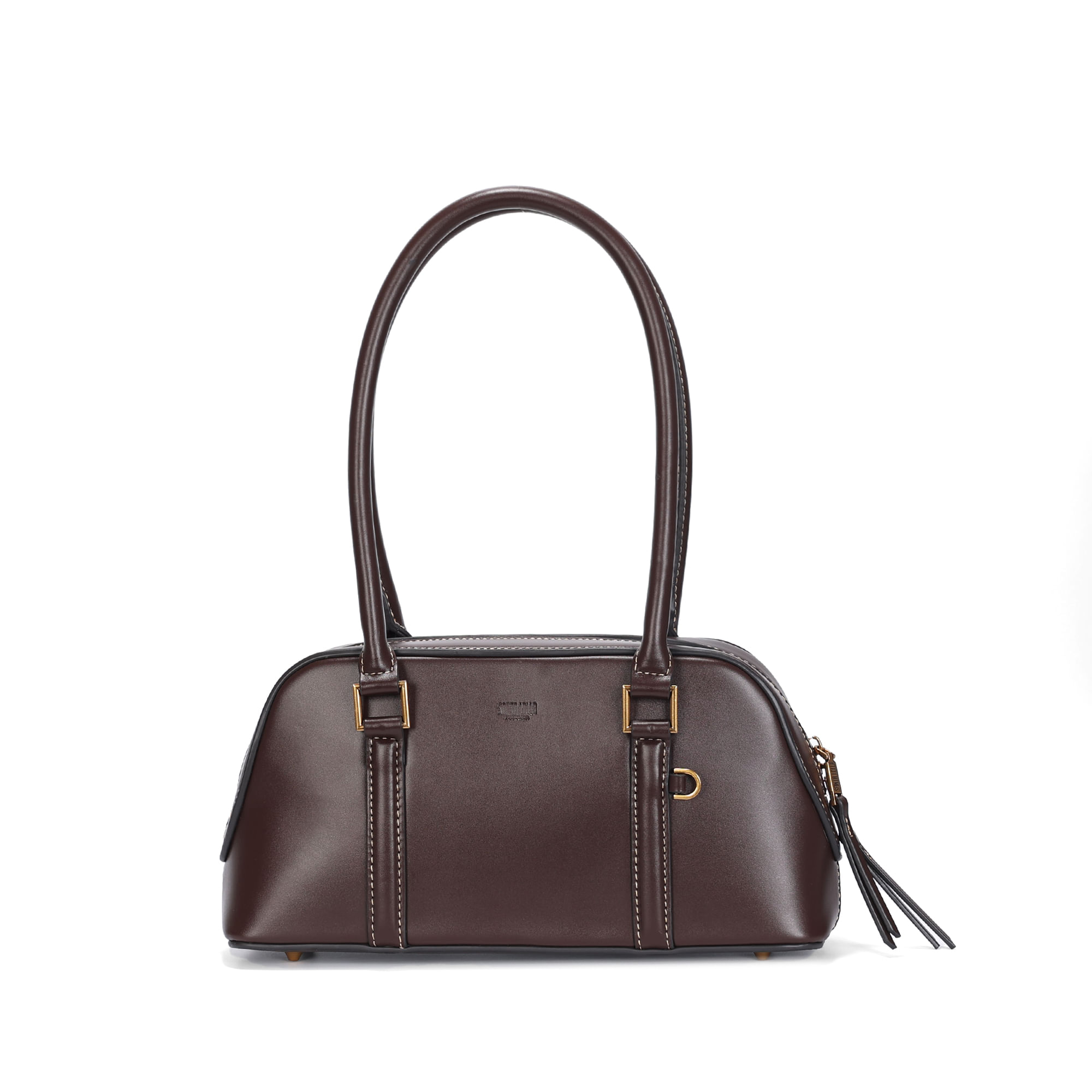 Bolsa De Ombro Estruturada Soft Liso Marrom Dark