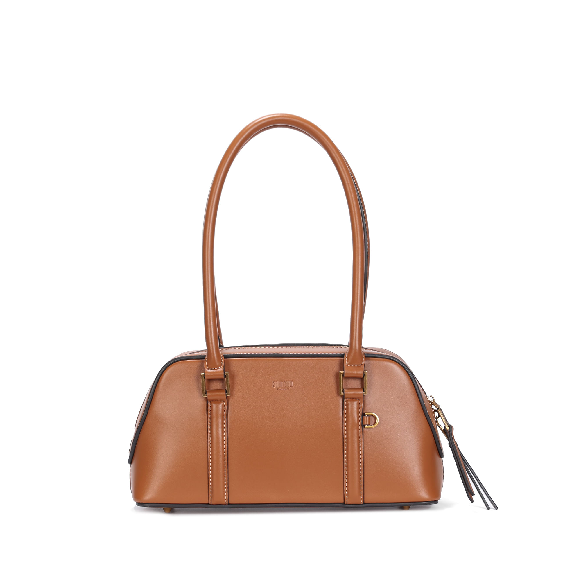Bolsa De Ombro Estruturada Soft Liso Marrom Brick