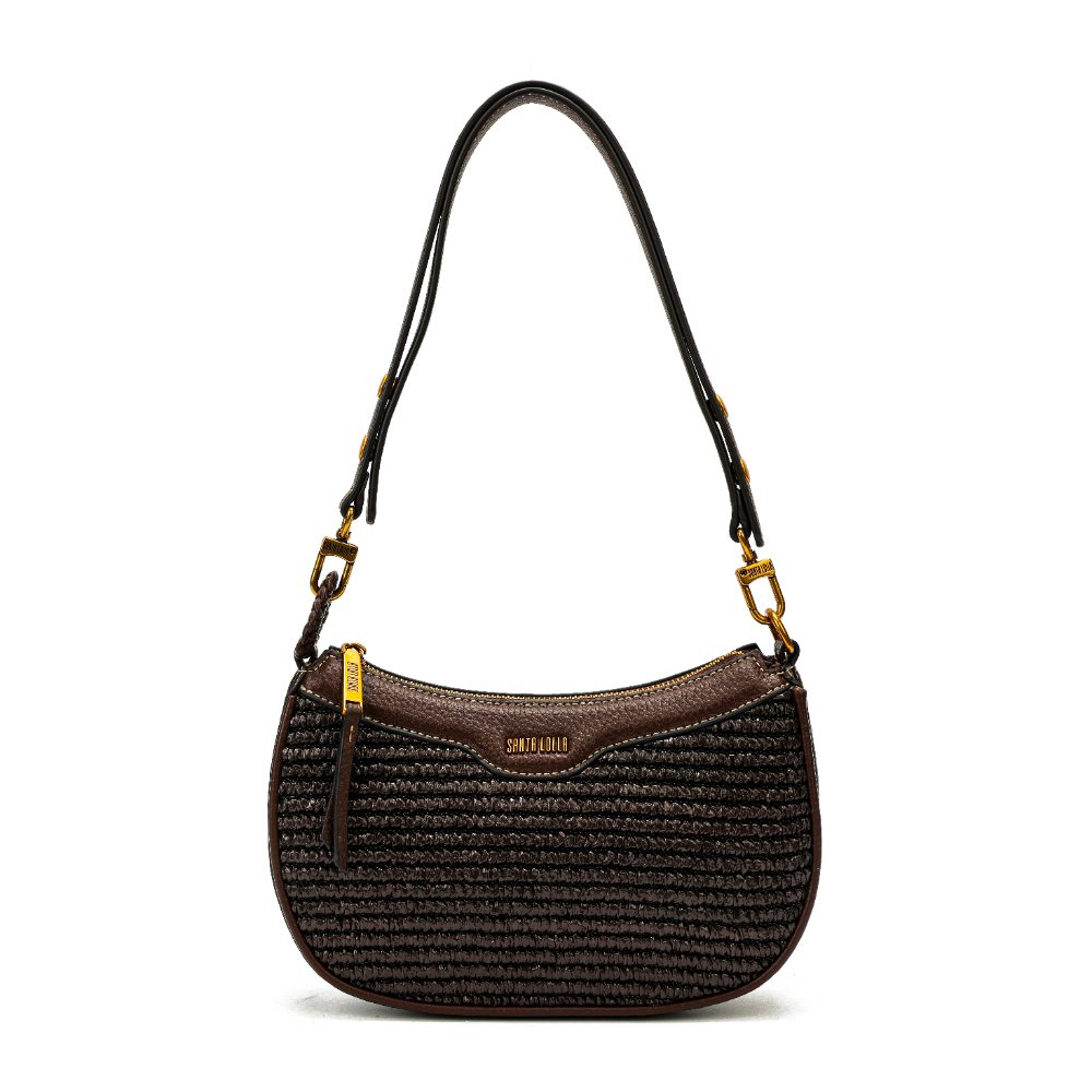 Bolsa Baguete Pequena Tramado Marrom Dark