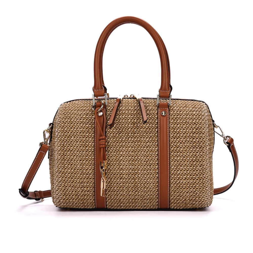 Bolsa Baú Gramde Palha Bege Sand Transversal
