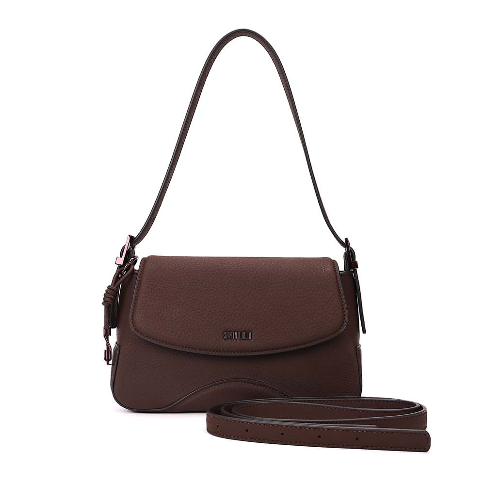Bolsa Baguete Média Floater Marrom Dark Recortes
