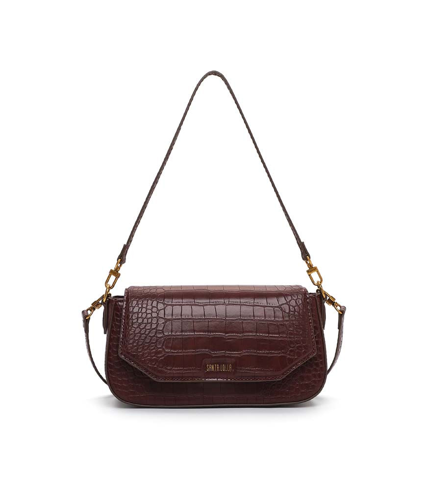 Bolsa Baguete Média Croco Roxo Berry