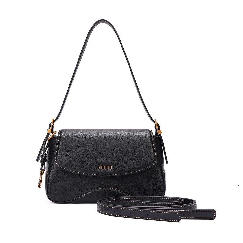 Bolsa Baguete Média Floater Preto Recortes