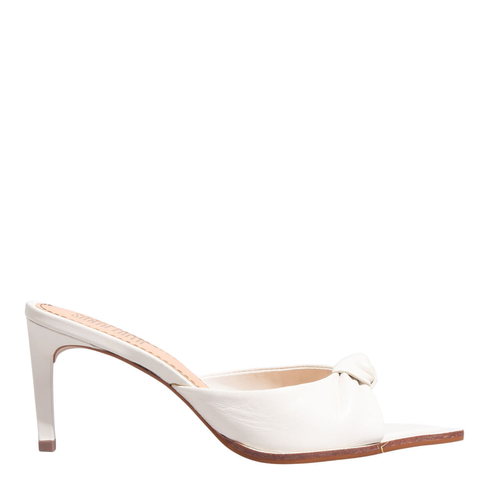 Mule Bico Folha Couro Pelica Soft Off White