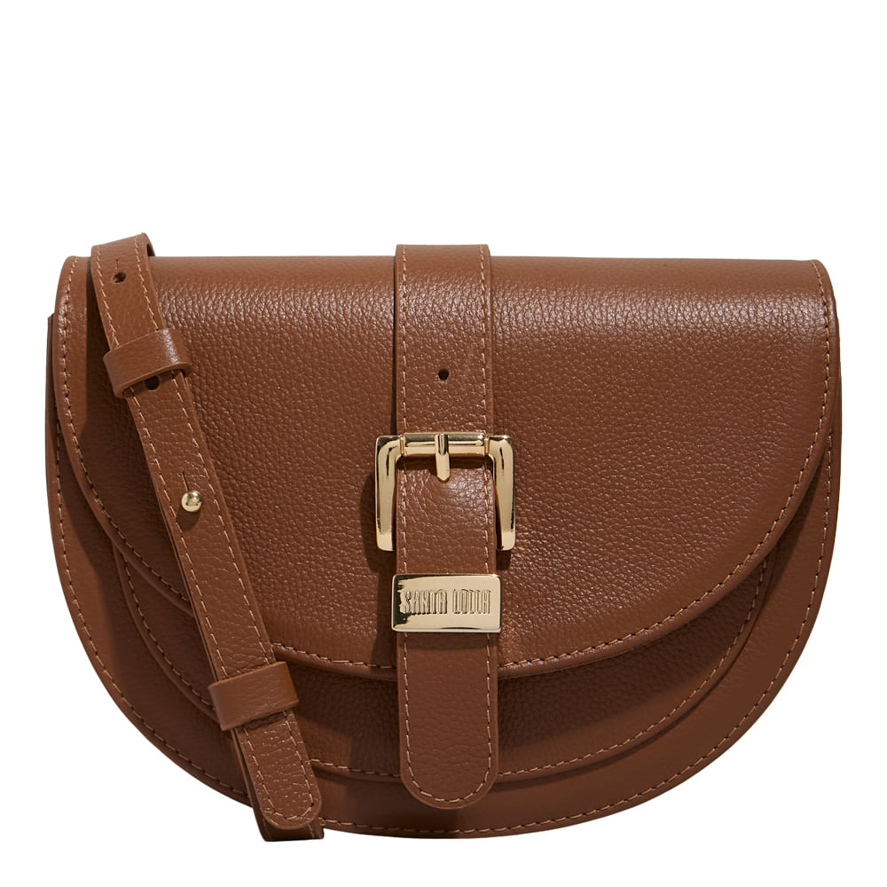 Bolsa Couro Floater Transversal Marrom Fivela