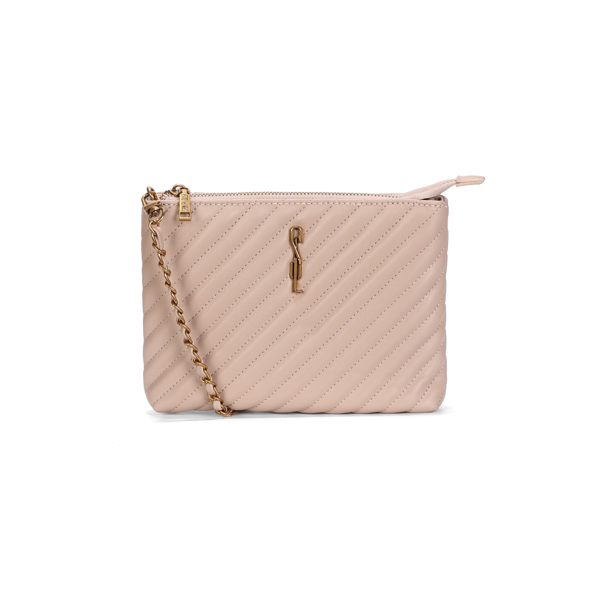 Bolsa Clutch Soft Bege Sand Matelassê Alça Corrente