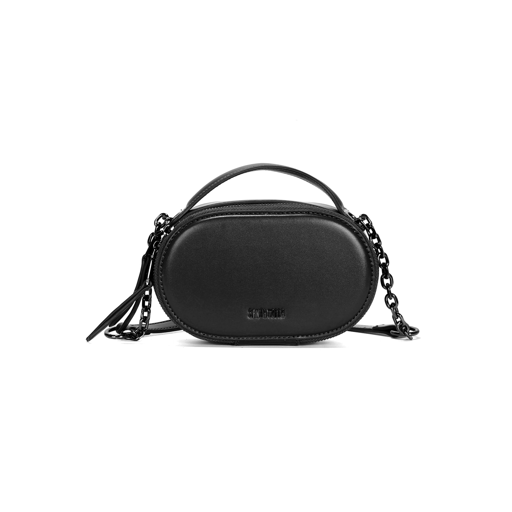 Bolsa Pequena Soft Liso Preto Alça Corrente
