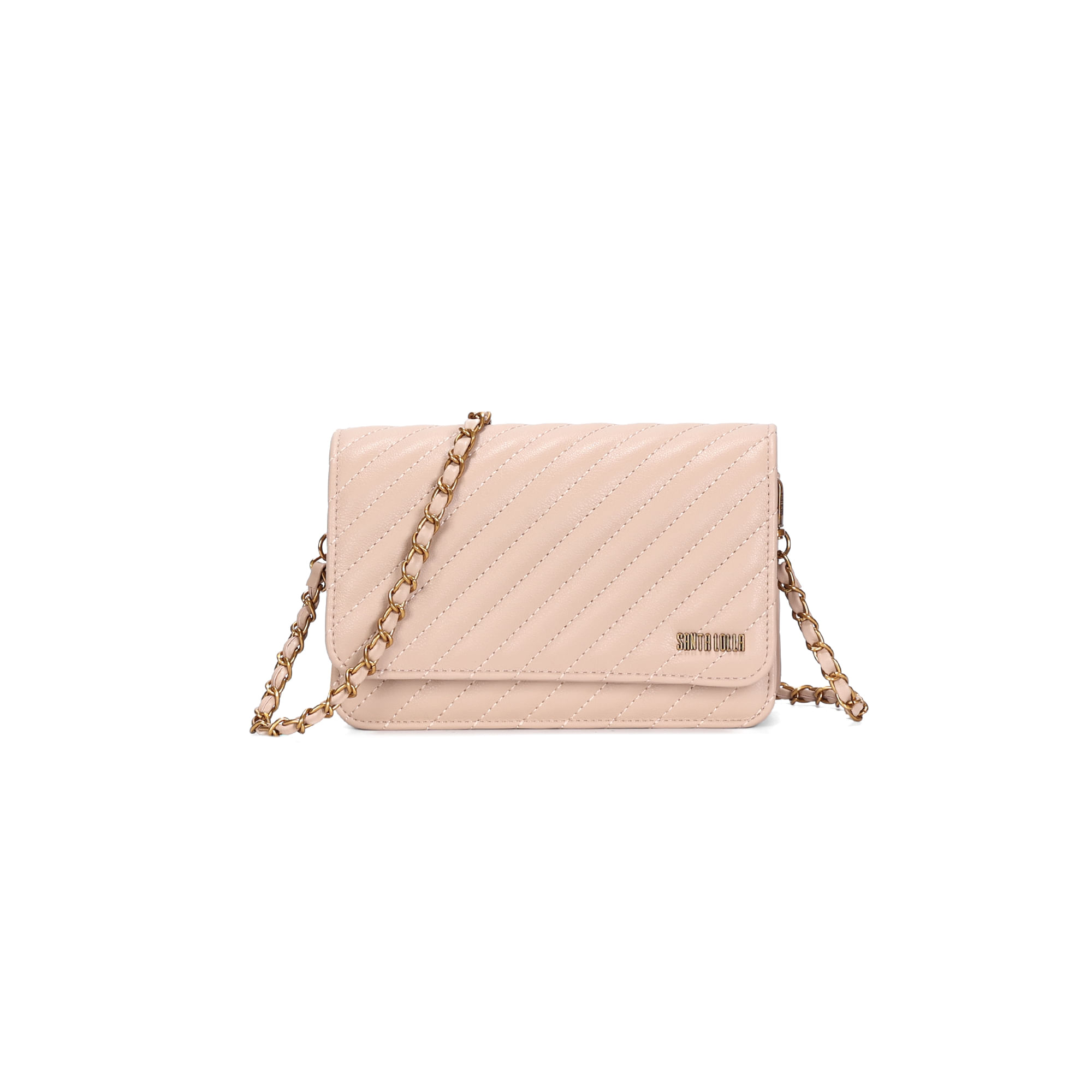 Bolsa Pequena Soft Matelassê Alça Corrente Bege Sand