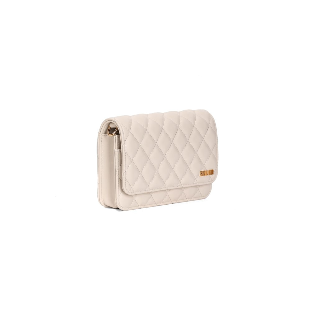 Bolsa Soft Pequena Acolchoada Marfim Alça Corrente