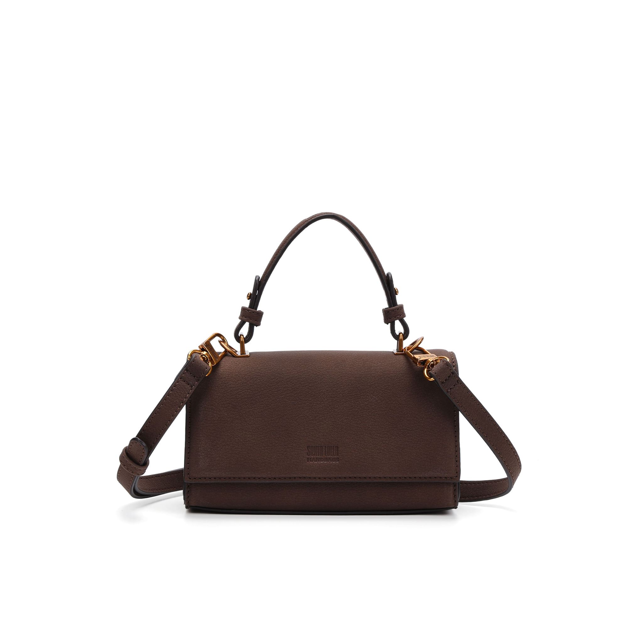 Bolsa Pequena Nobuck Estruturada Marrom Dark