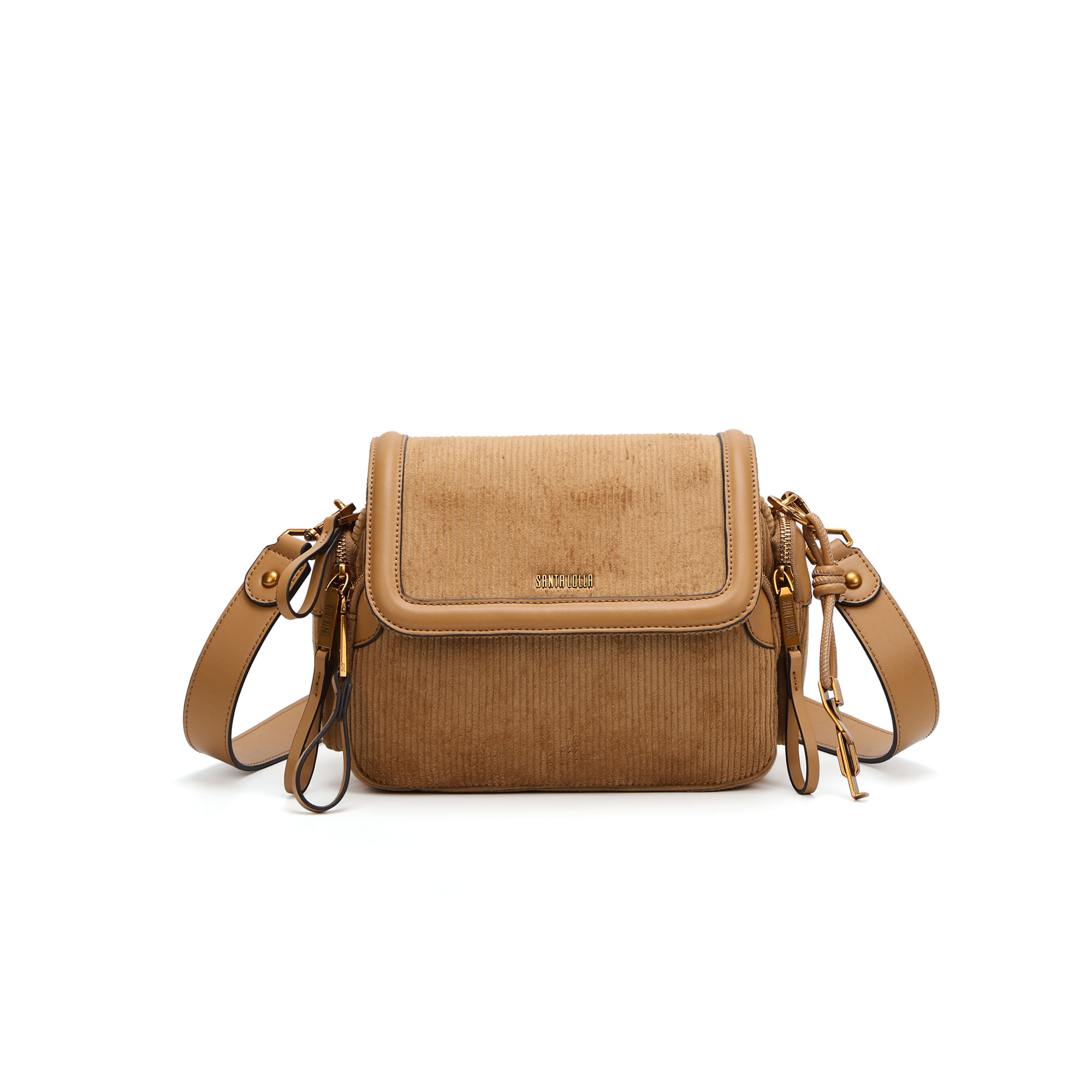 Bolsa Média Veludo Cotelê Transversal Marrom